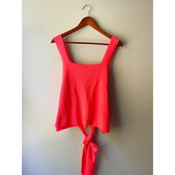 By Anthropologie Harlow Knit Tank Top Neon Tie Wrap Size XL - Picture 4 of 6
